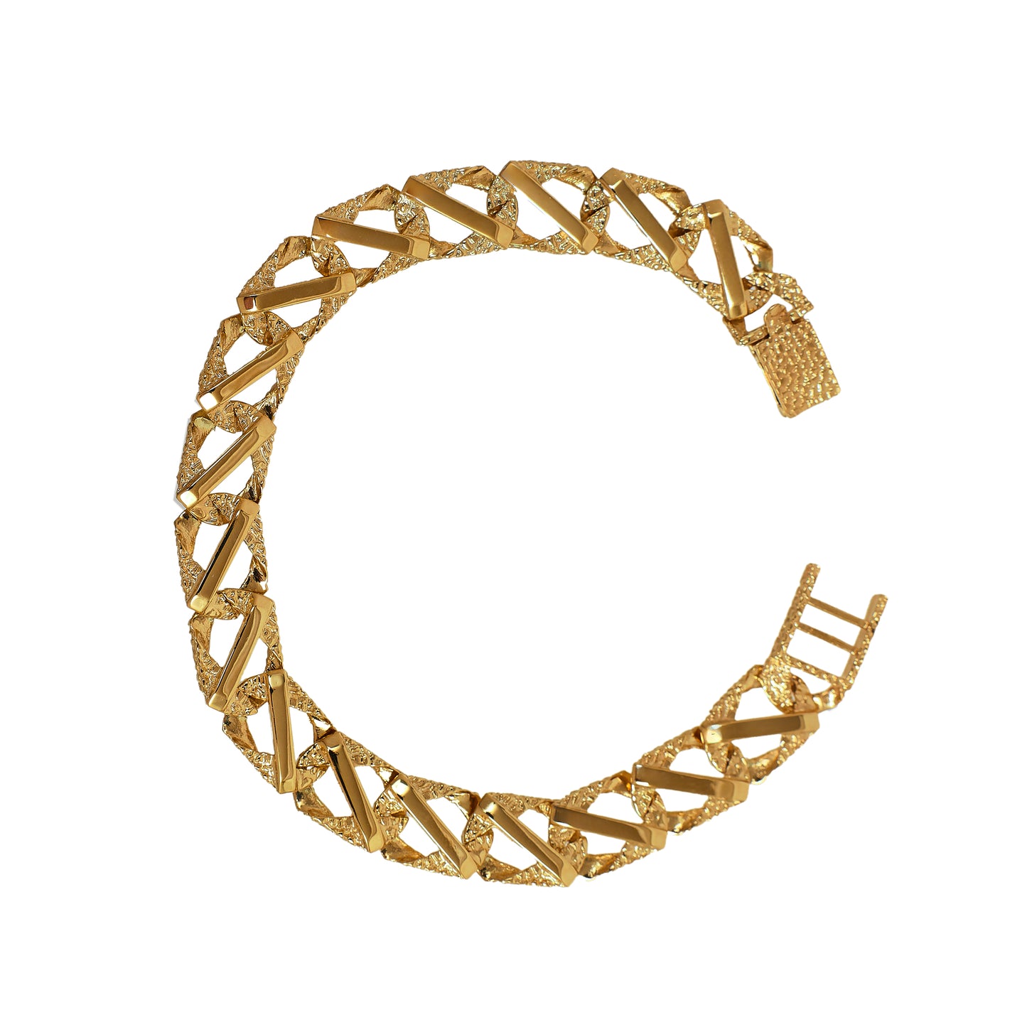 Pre-Owned 9ct Gold Barked Anchor Curb Chain Bracelet
