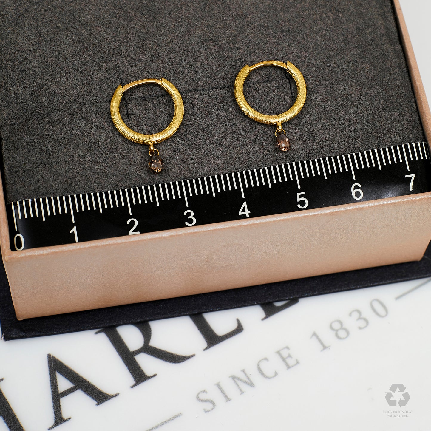 Pre-Owned 18ct Gold Bark Texture Diamond Hoop Earrings