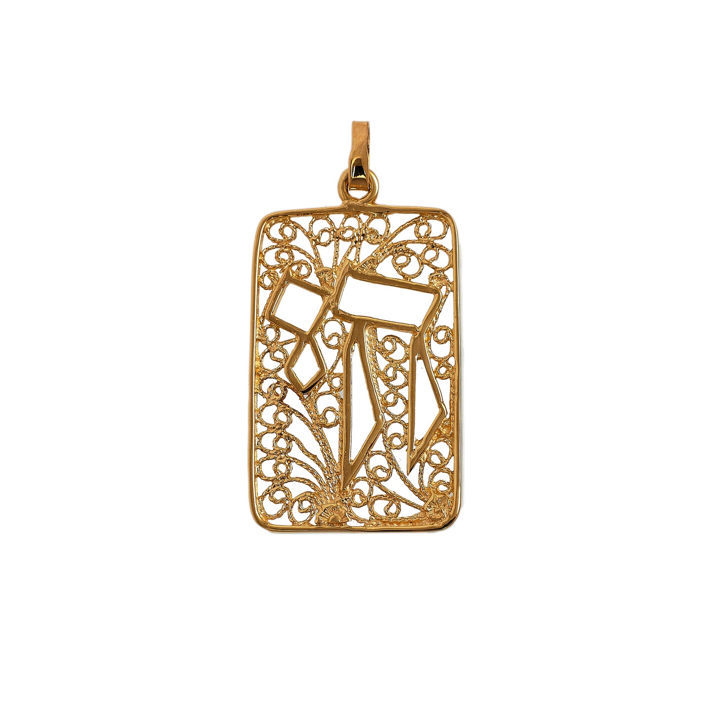 Pre-Owned 9ct Gold Filigree Hebrew Chai Life Pendant