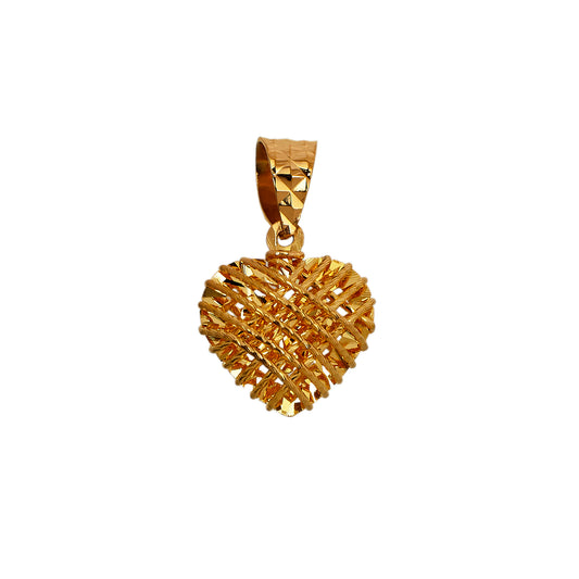 Pre-Owned 22ct Gold Crosshatch Heart Pendant 