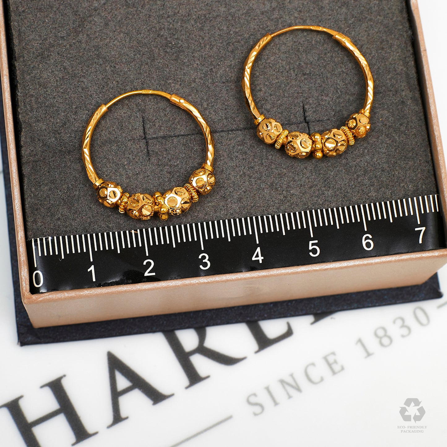 Pre-Owned 22ct Gold Hoop Earrings & Faceted Beads