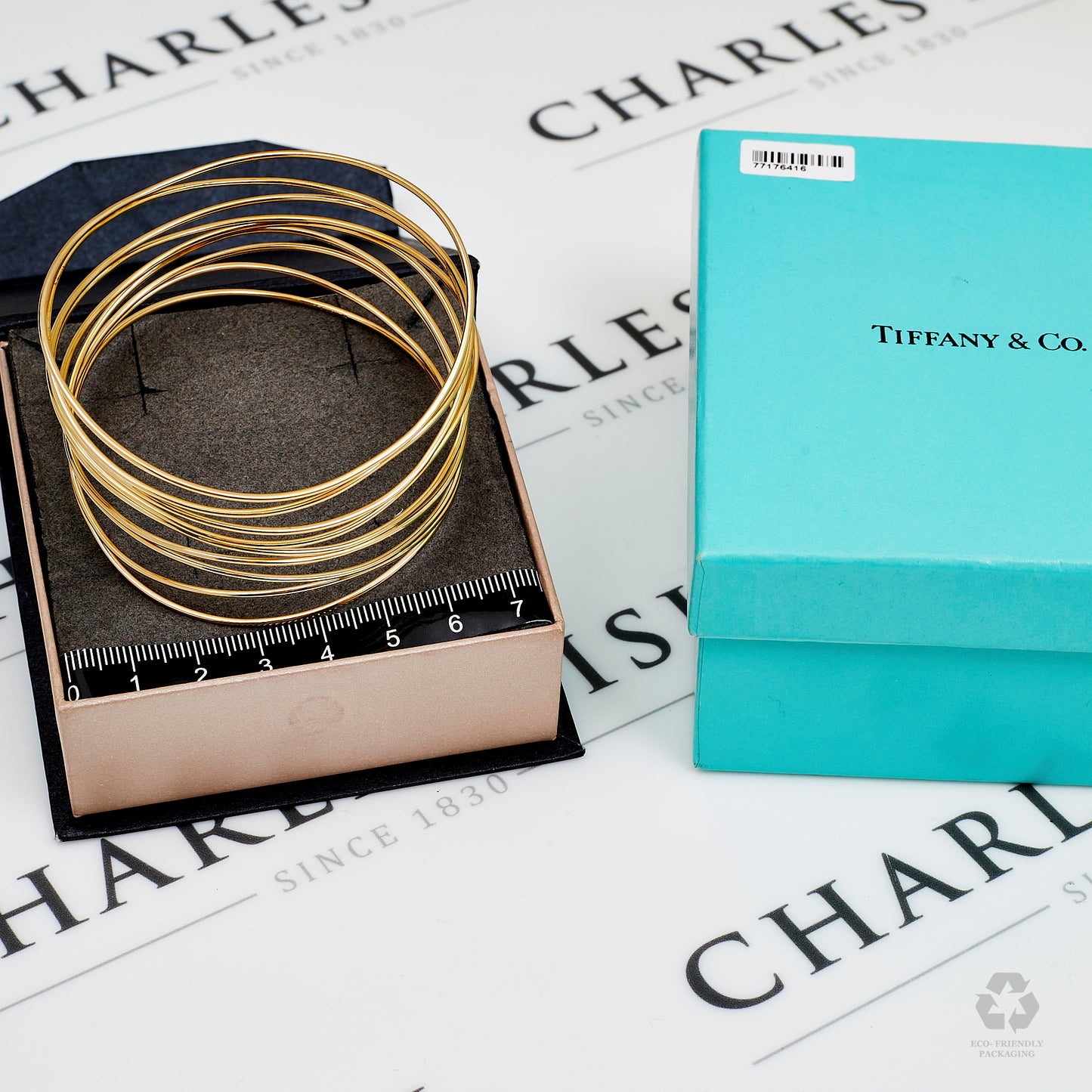 Pre-Owned 18ct Gold TIFFANY Elsa Peretti 9 Row Wave Bangle