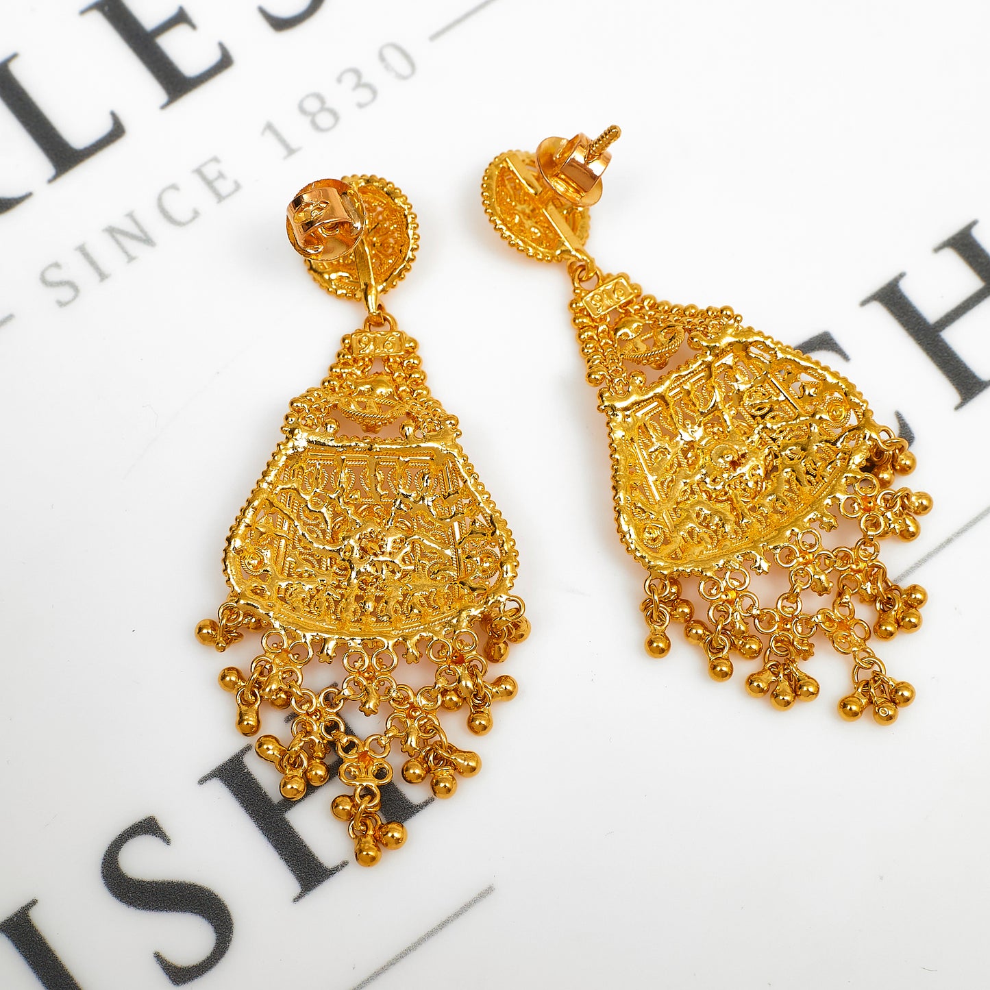 Pre-Owned 22ct Gold Flower Design Tassel Earrings