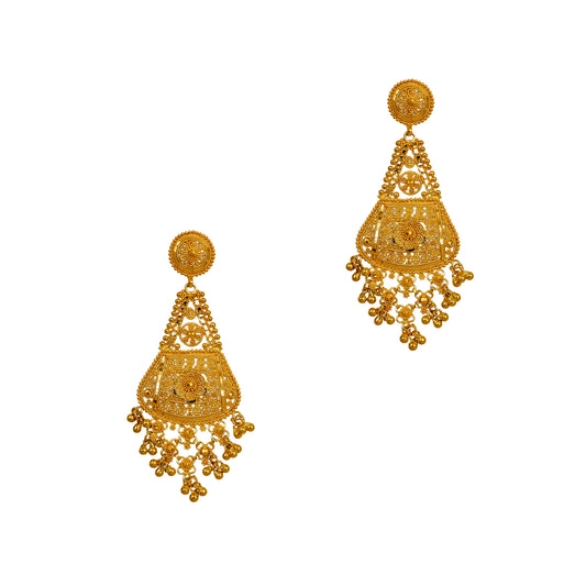 Pre-Owned 22ct Gold Flower Design Tassel Earrings