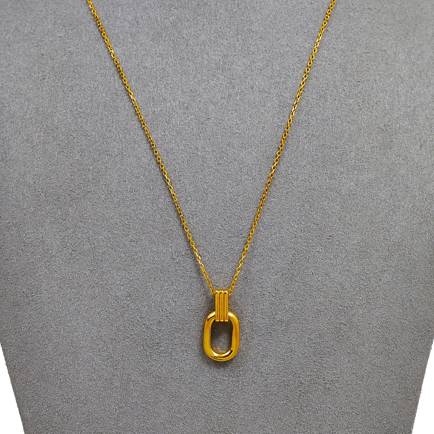 Pre-Owned 999 Fineness Gold Openwork Oval Pendant Necklace