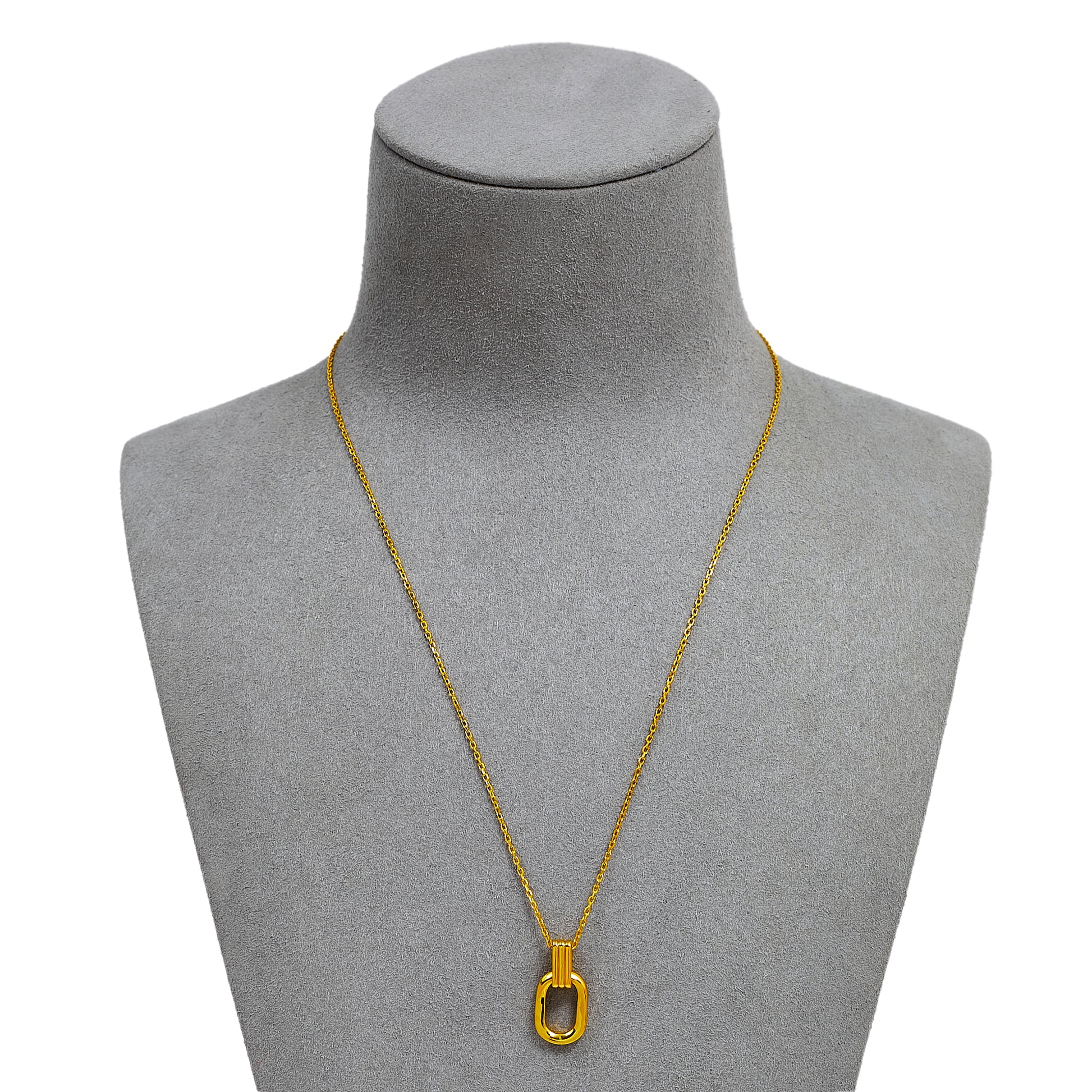Pre-Owned 999 Fineness Gold Openwork Oval Pendant Necklace