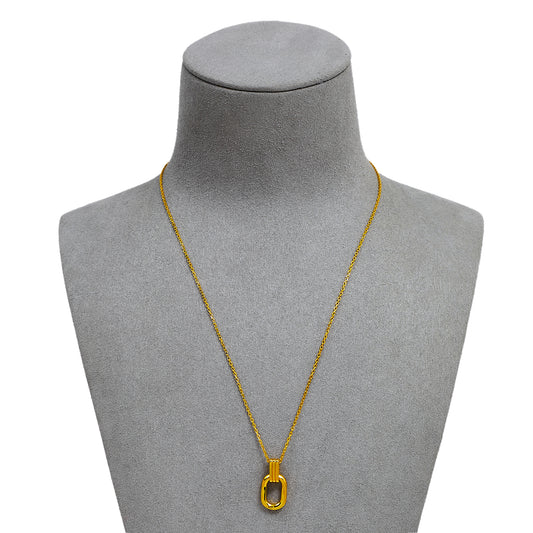 Pre-Owned 999 Fineness Gold Openwork Oval Pendant Necklace