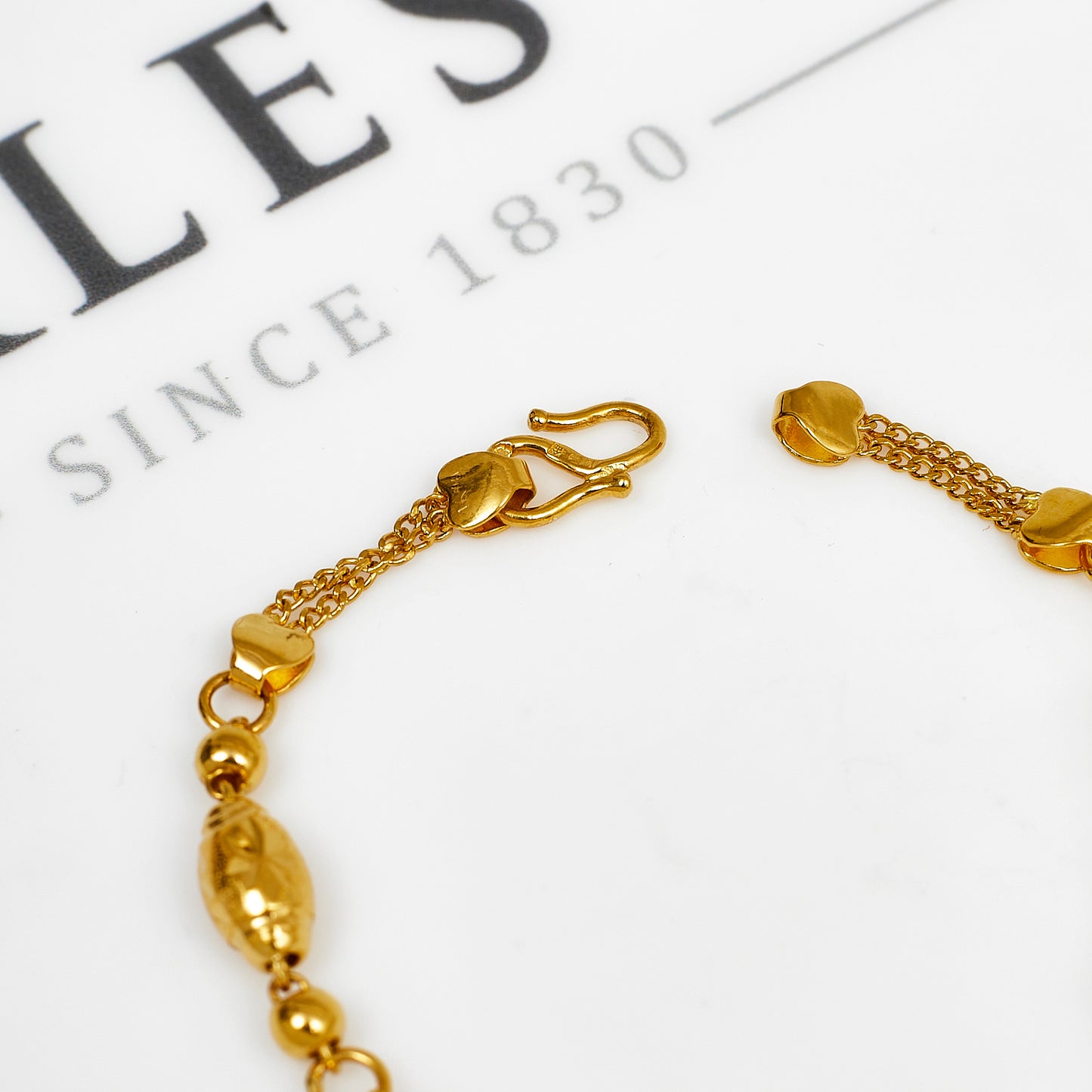 Pre-Owned 999 Gold Fineness Oval Bead Design Bracelet