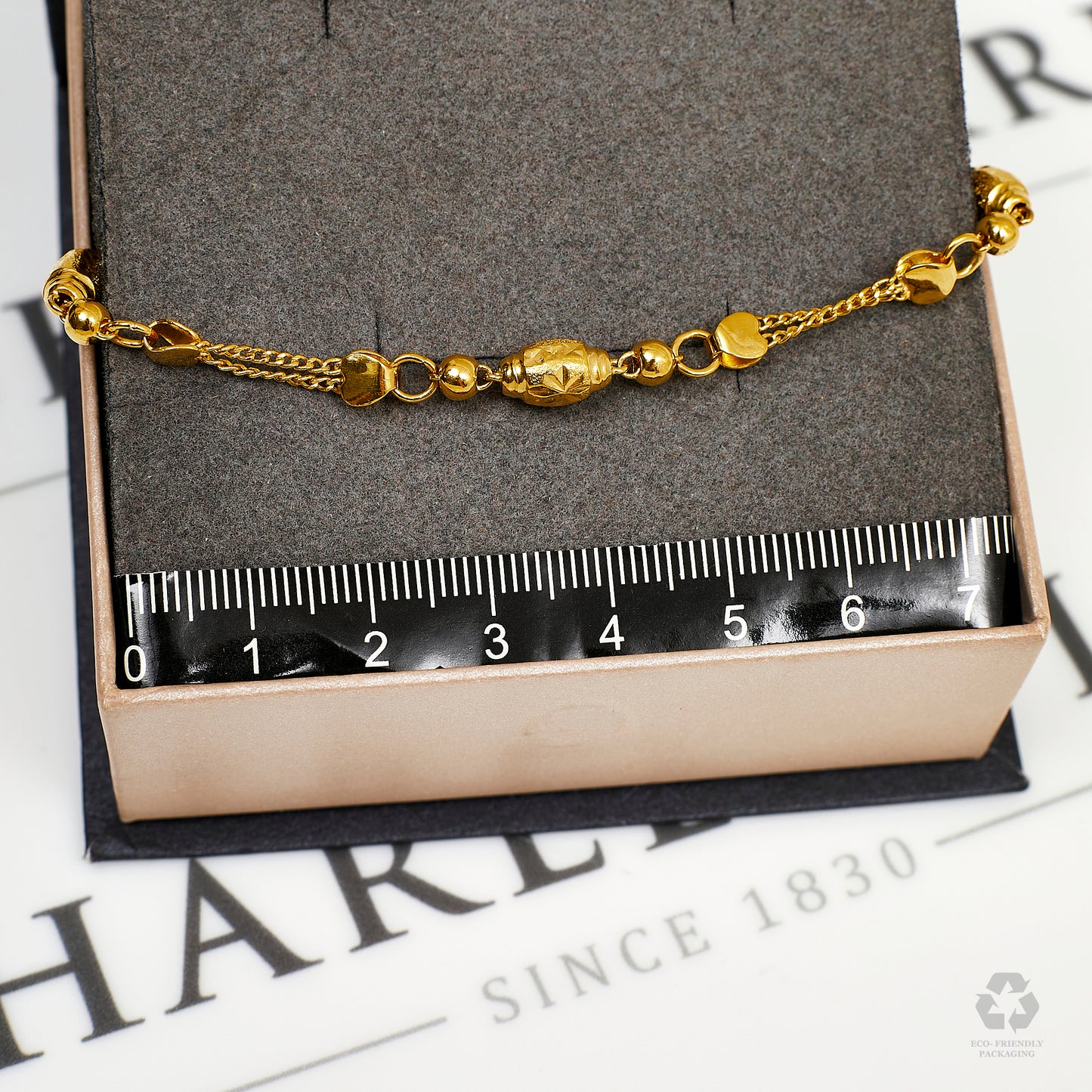 Pre-Owned 999 Gold Fineness Oval Bead Design Bracelet
