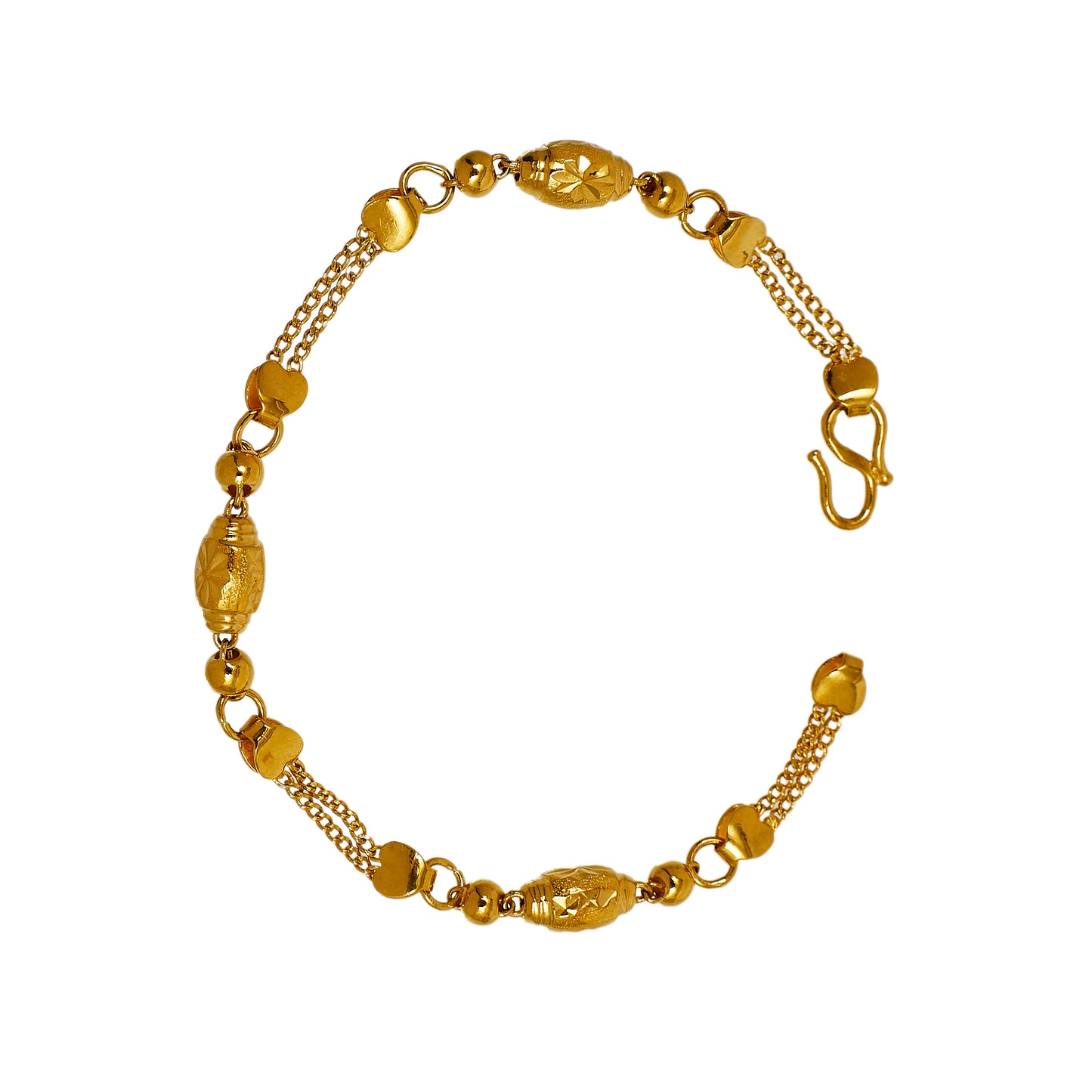 Pre-Owned 999 Gold Fineness Oval Bead Design Bracelet