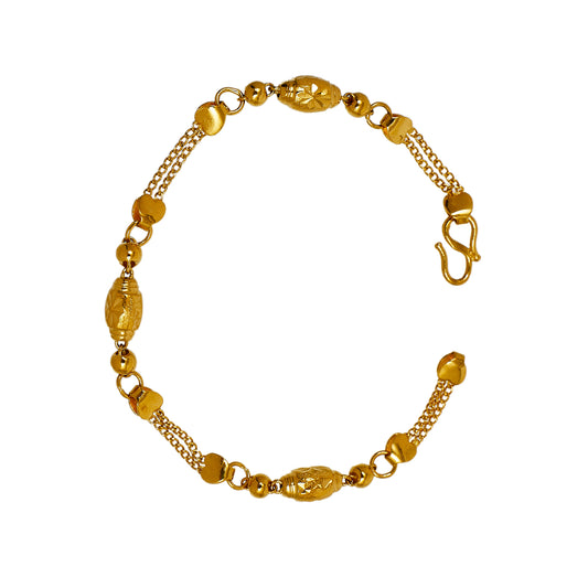 Pre-Owned 999 Gold Fineness Oval Bead Design Bracelet