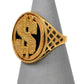 Pre-Owned 9ct Gold & Onyx Dollar Sign Ring Size Q