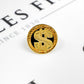 Pre-Owned 9ct Gold & Onyx Dollar Sign Ring Size Q