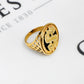 Pre-Owned 9ct Gold & Onyx Dollar Sign Ring Size Q
