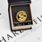 Pre-Owned 9ct Gold & Onyx Dollar Sign Ring Size Q