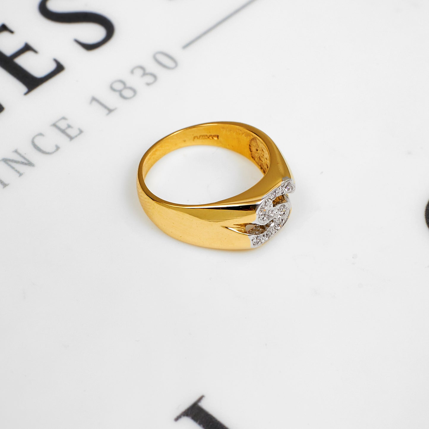 Pre-Owned 9ct Gold & CZ S Initial Ring Size O