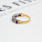 Pre-Owned 9ct Gold 4 CZ & 5 Glass Filled Ruby Ring Size M