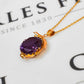 Pre-Owned 18ct Gold Oval Purple Synthetic Sapphire Pendant