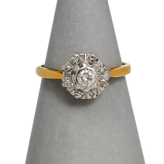 Pre-Owned 18ct Gold Diamond Cluster Ring Size K