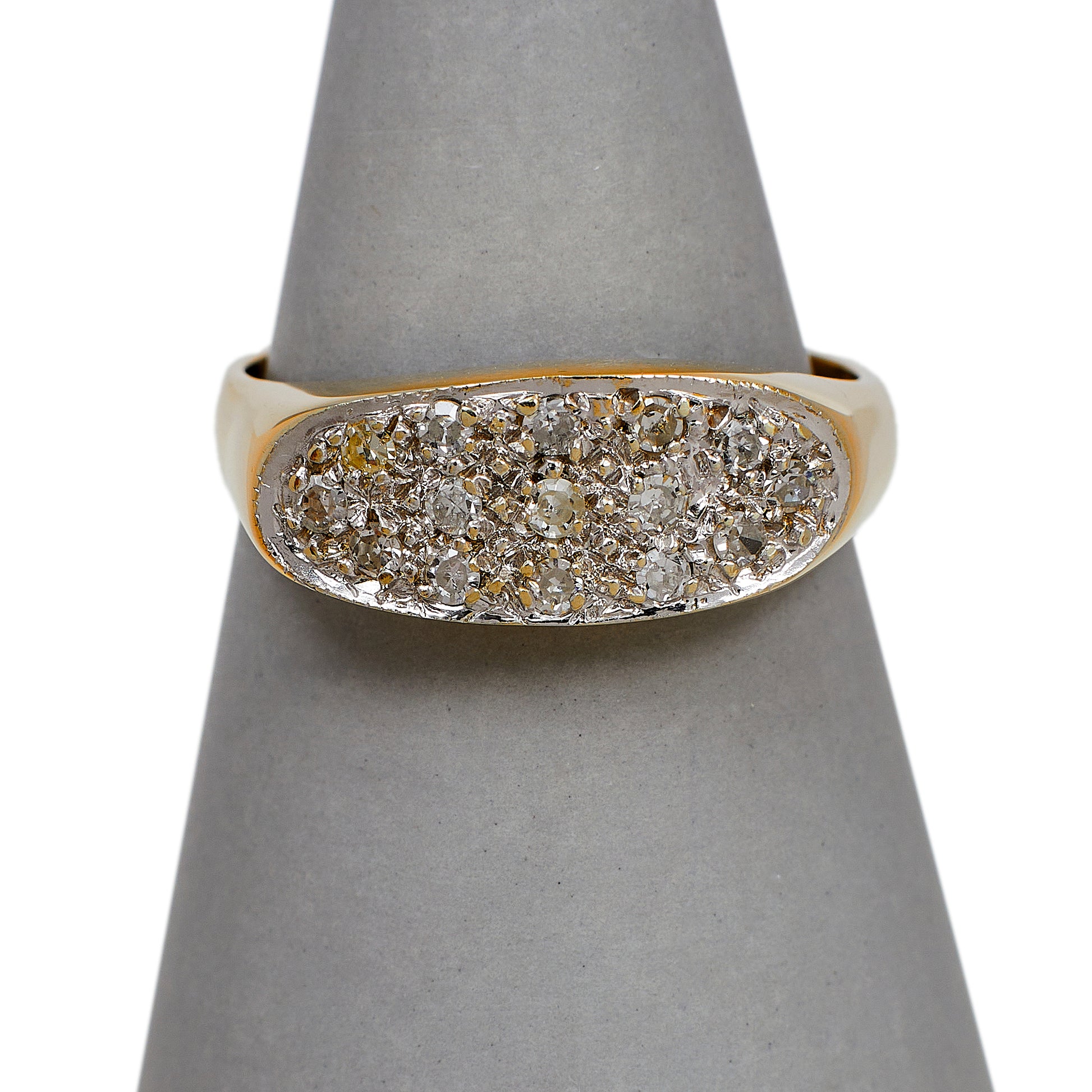 Pre-Owned 9ct Gold Oval Multi Diamond Dress Ring Size R.5