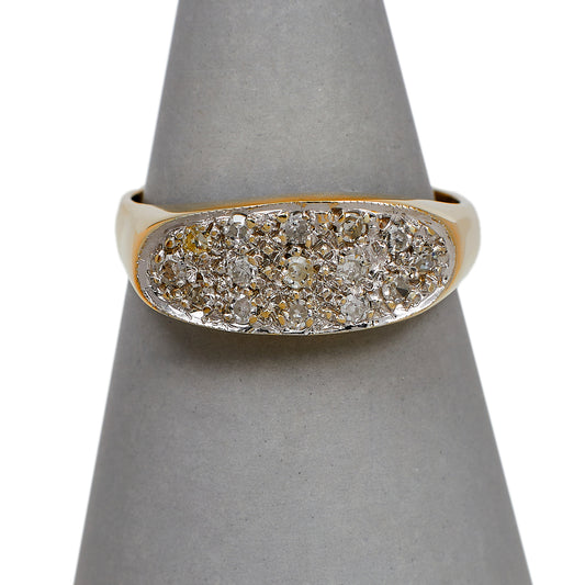 Pre-Owned 9ct Gold Oval Multi Diamond Dress Ring Size R.5