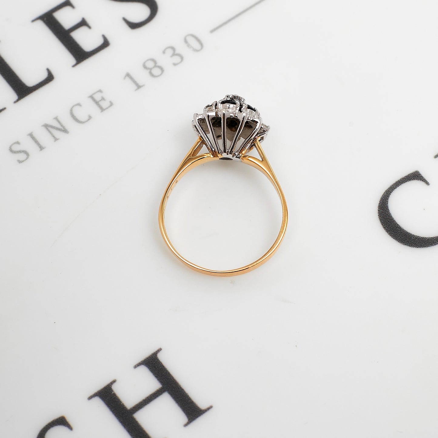 Pre-Owned 9ct Gold Sapphire & Diamond Cluster Ring Size T.5