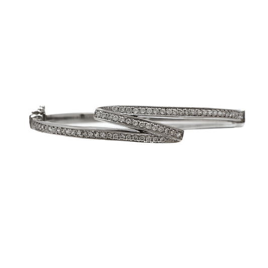 Pre-Owned 9ct White Gold & CZ Zigzag Design Bangle