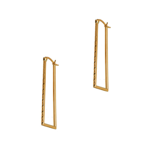Pre-Owned 9ct Gold Rectangular Drop Creole Earrings