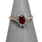 Pre-Owned 9ct Gold Glass Filled Ruby & Diamond Cluster Ring