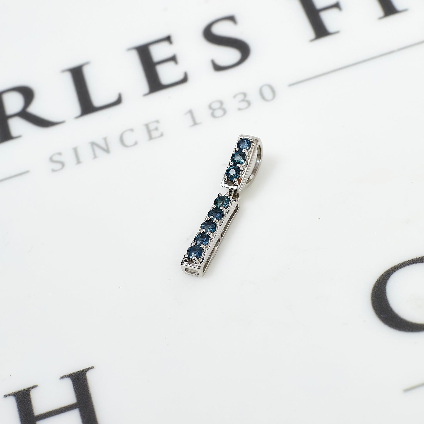 Pre-Owned 9ct White Gold & Sapphire Drop Pendant