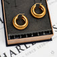 Pre-Owned 9ct Gold 3 Row Multi Texture Creole Hoop Earrings