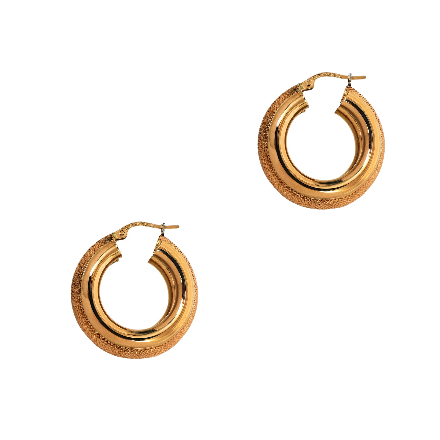 Pre-Owned 9ct Gold 3 Row Multi Texture Creole Hoop Earrings