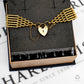 Pre-Owned 9ct Gold 6 Row Gate Bracelet & Heart Padlock