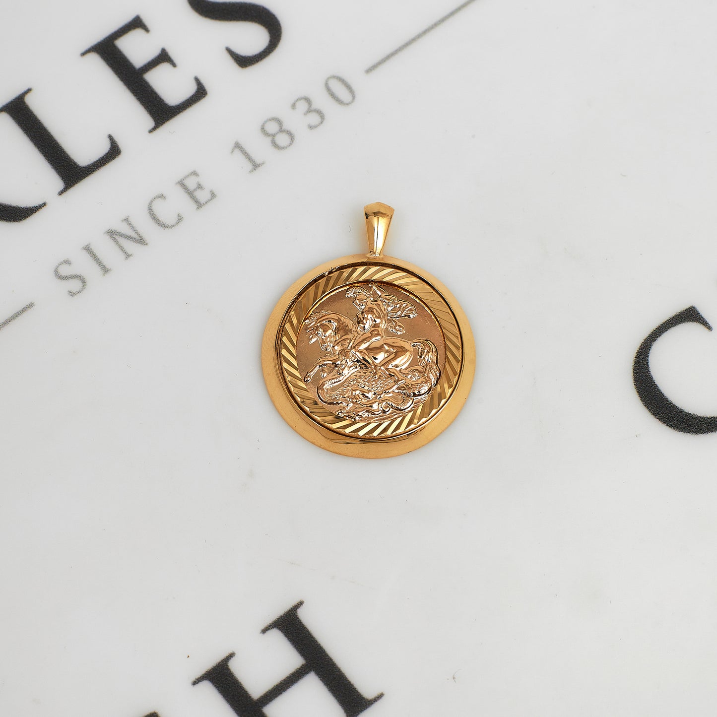 Pre-Owned 9ct Gold Round St George Pendant
