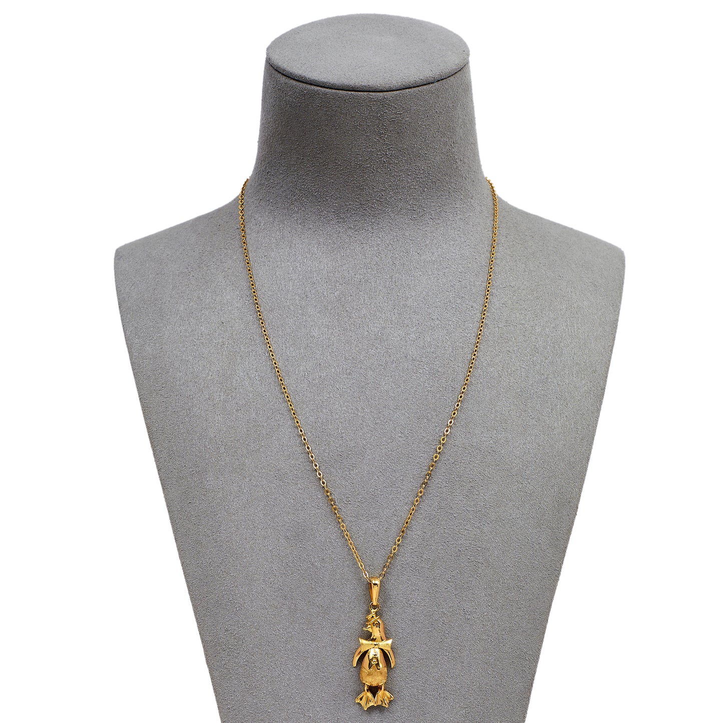 Pre-Owned 9ct Gold Penguin Pendant & Trace Chain 18 Inch