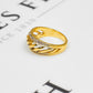 Pre-Owned 9ct Gold CZ Diagonal Design Bump Head Ring Size Q