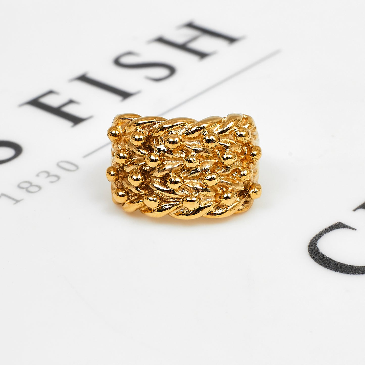 Pre-Owned 9ct Gold 4 Row Shot Ring Size W