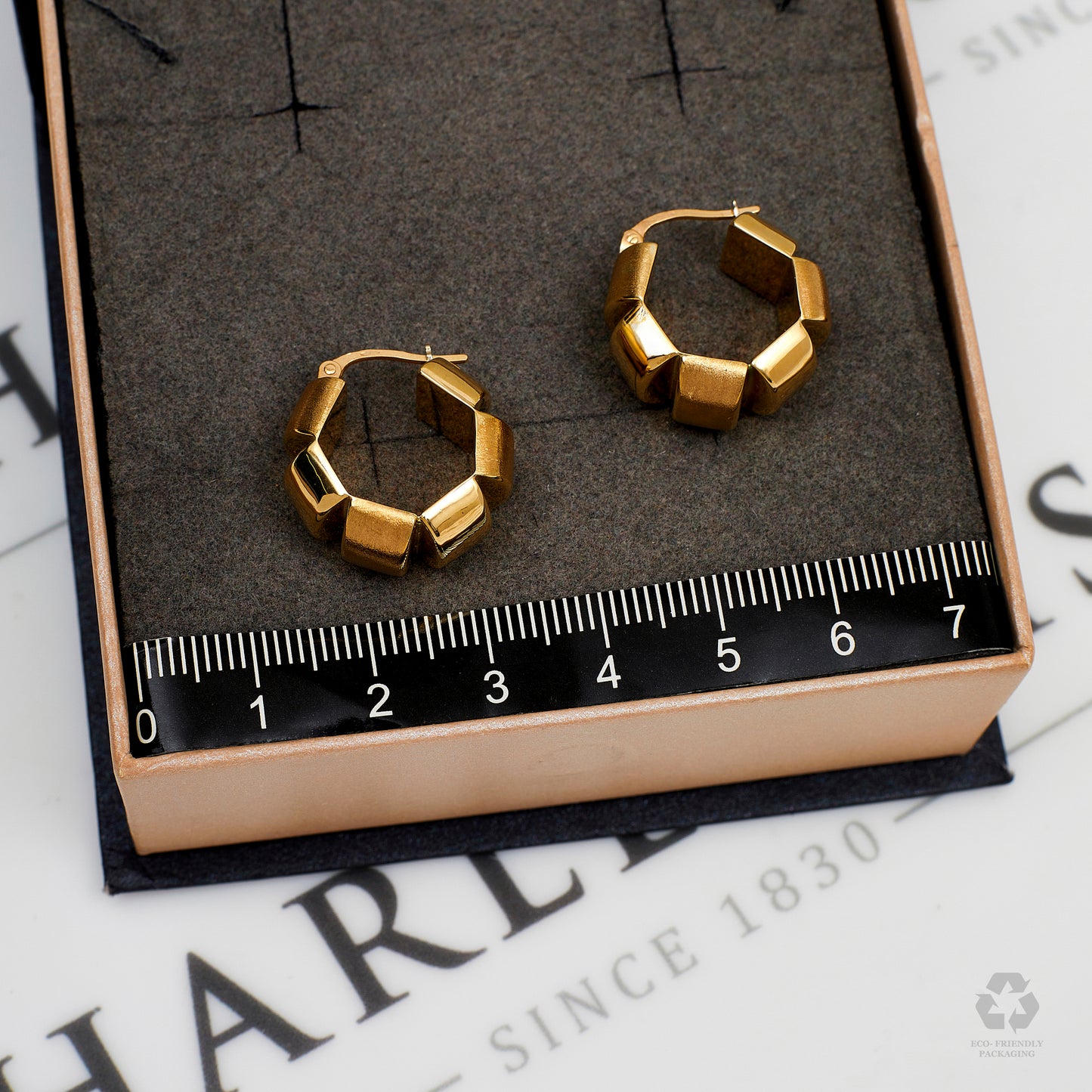 Pre-Owned 9ct Gold Geometric Creole Hoop Earrings