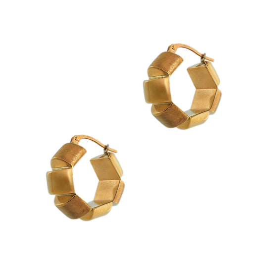Pre-Owned 9ct Gold Geometric Creole Hoop Earrings