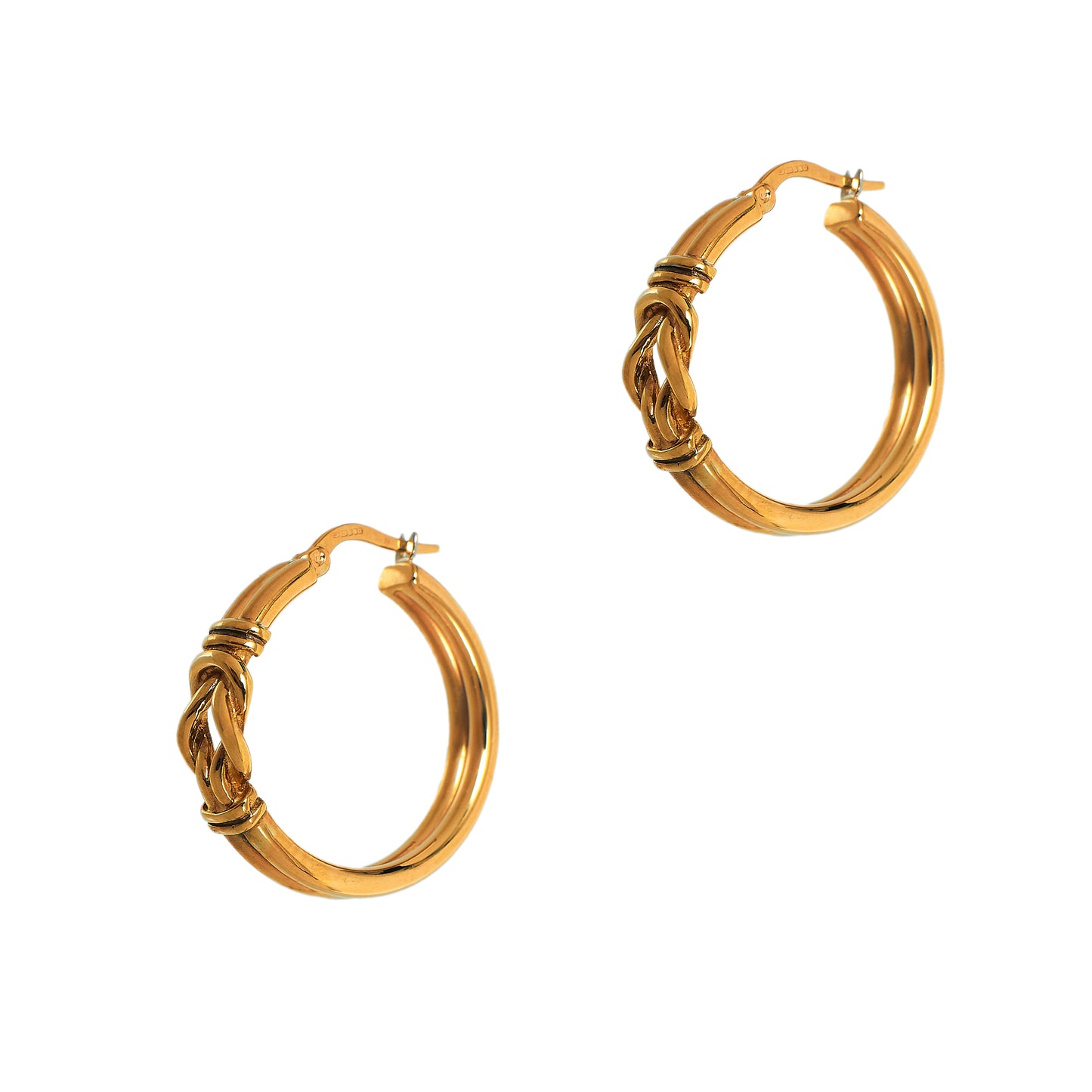 Pre-Owned 9ct Gold Knot Design Creole Hoop Earrings