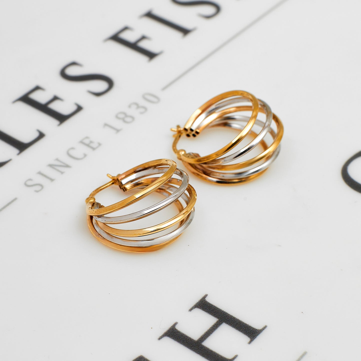 Pre-Owned 9ct Gold 2 Tone 5 Hoop Creole Earrings