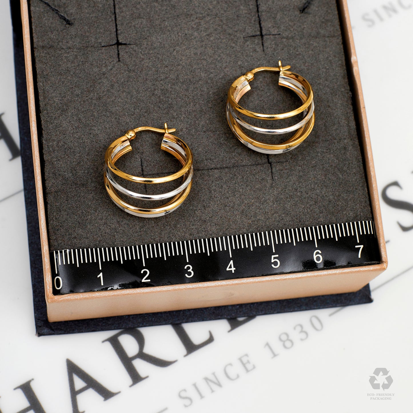 Pre-Owned 9ct Gold 2 Tone 5 Hoop Creole Earrings