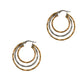 Pre-Owned 9ct Gold 2 Tone 3 Row Creole Hoop Earrings