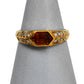 Pre-Owned 9ct Gold Hexagon Citrine Ring & Diamond Sides