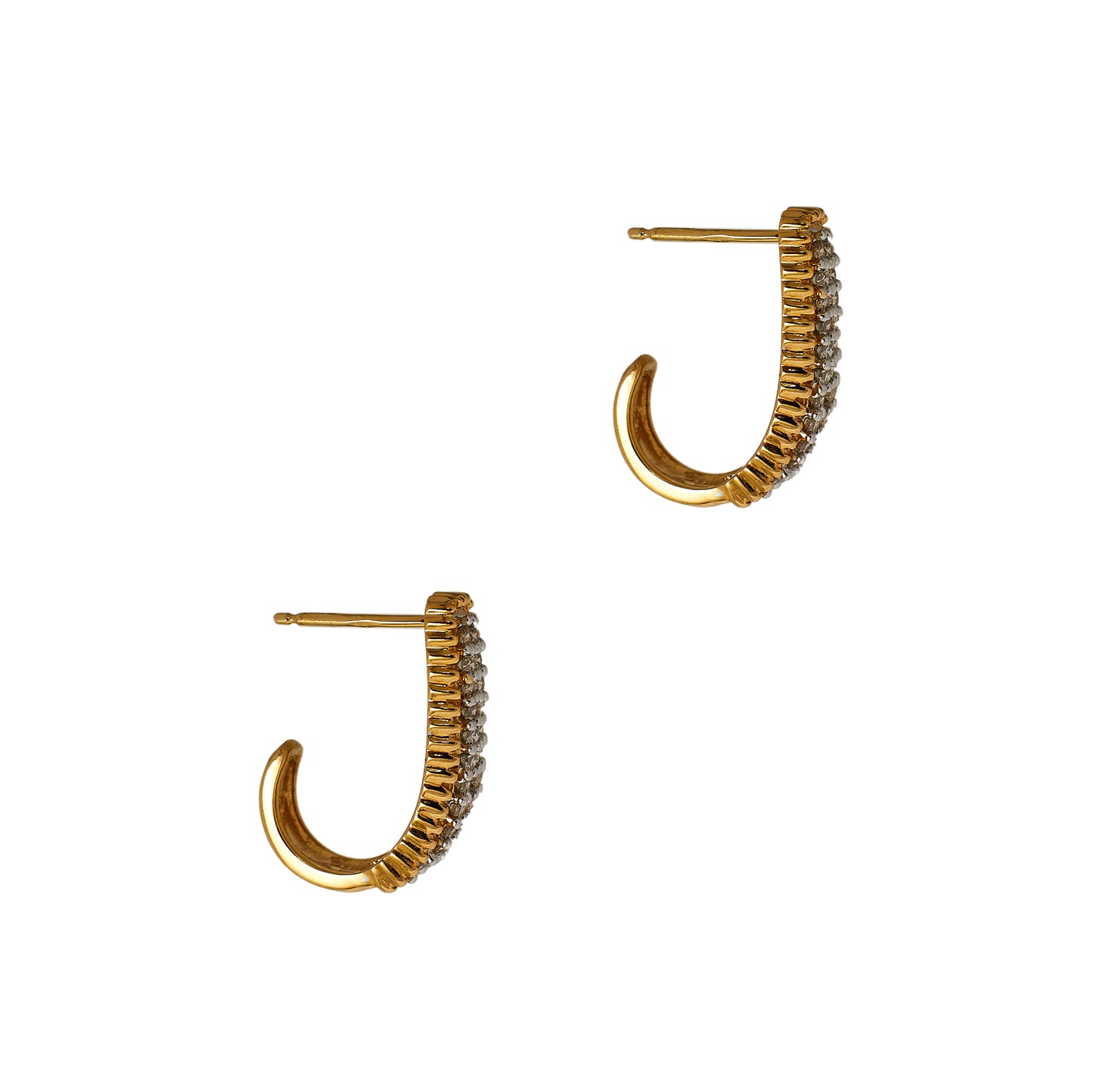 Pre-Owned 9ct Gold & Diamond J Shape Stud Earrings