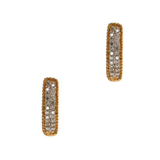 Pre-Owned 9ct Gold & Diamond J Shape Stud Earrings
