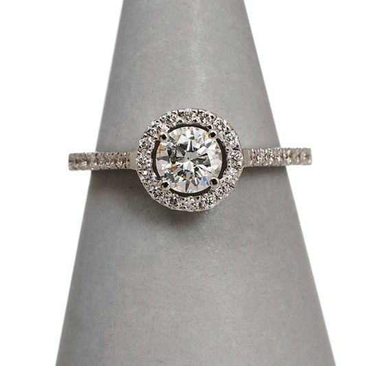 Pre-Owned 18ct White Gold Diamond Cluster Ring Size M.5