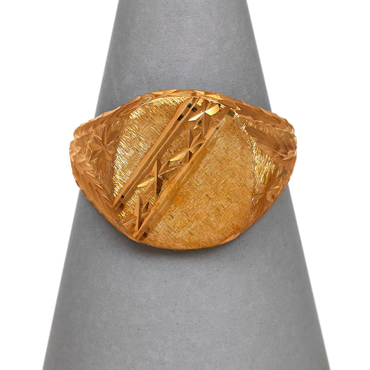 Pre-Owned 22ct Gold Mens Patterned Satin Finish Signet Ring