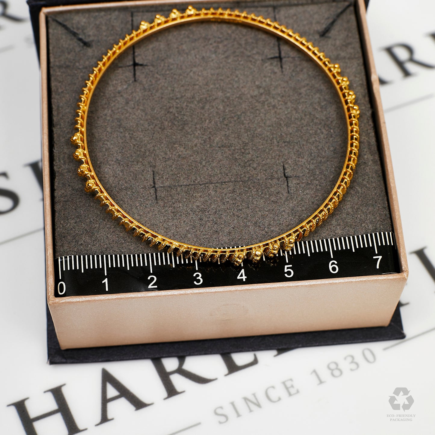Pre-Owned 22ct Gold 2 Tone Bead Twist Bangle