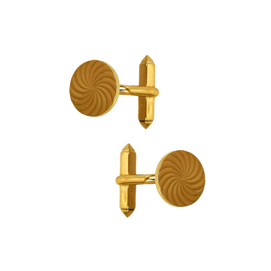 Pre-Owned 9ct Gold Round Swirl Design Cufflinks